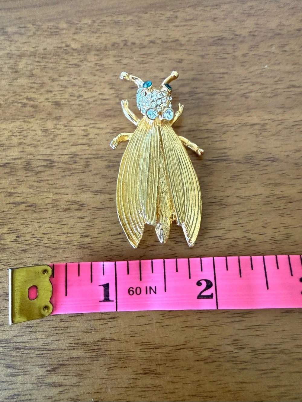 Vintage Signed Hattie Carnegie Cicada Locust Bug Brooch Gold Tone Insect Pin